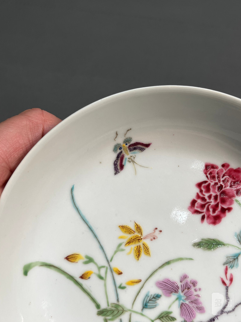 清雍正  粉彩蝶恋花盘 - 图6